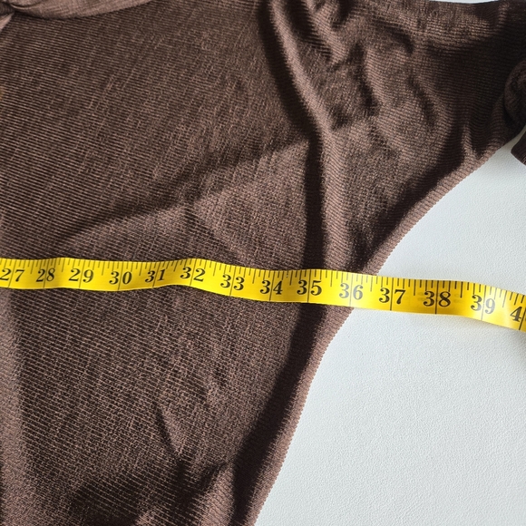 ZARA Brown Ribbed Knit Dolman Sleeve Top Size S Slouchy Minimal Cozy Chic Fall - Picture 10 of 12